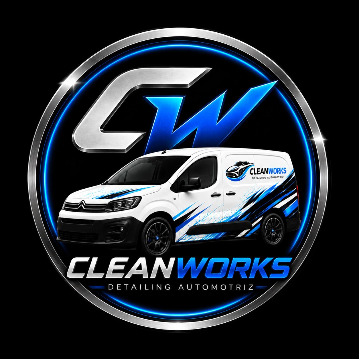Emblema CleanWorks Detailing Automotriz